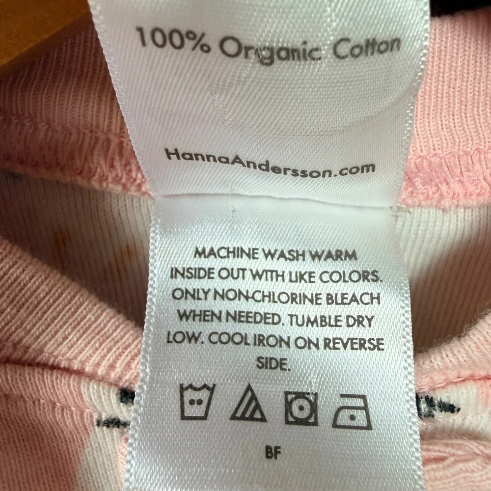 Hanna Andersson Sleeper Girls 3-6 Months Pink Bunny Organic Cotton Pajamas